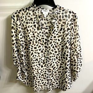 Express light cheetah print button up shirt